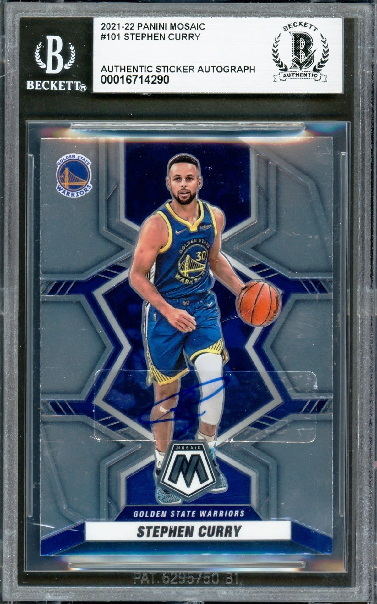 Stephen Curry Autographed 2021-22 Panini Mosaic Card #101 Golden State Warriors Beckett Bas #16714290