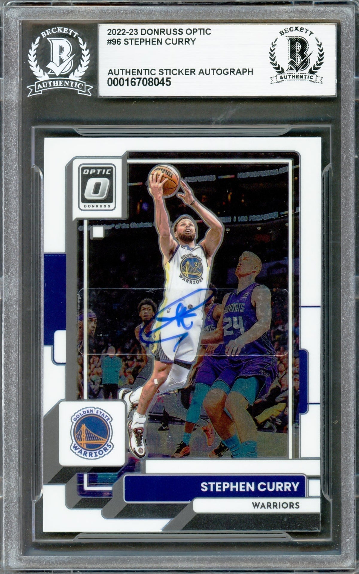 Stephen Curry Autographed 2022-23 Donruss Optic Card #96 Golden State Warriors Beckett Bas #16708045