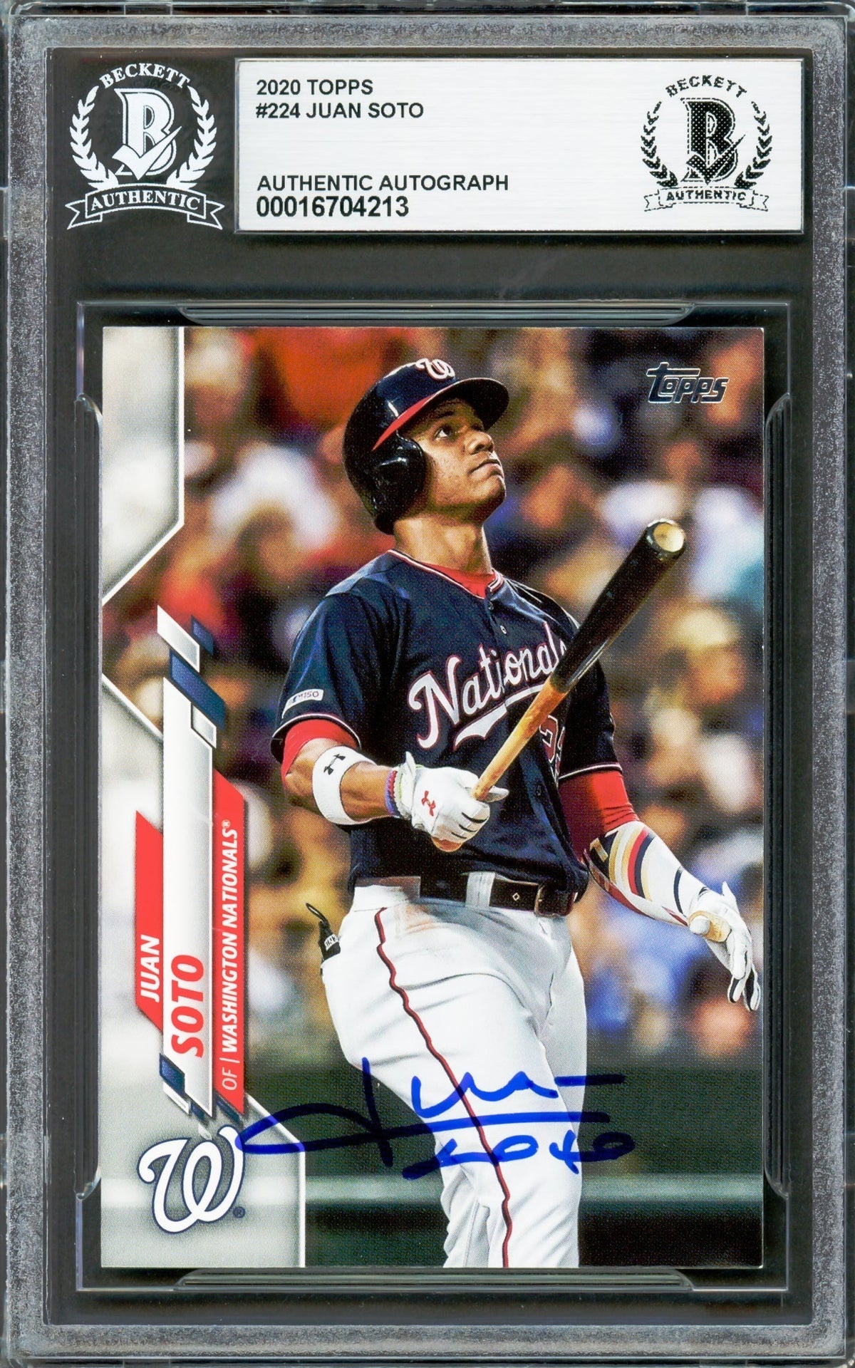 Juan Soto Autographed 2020 Topps Card #224 New York Yankees Beckett Bas #16704213