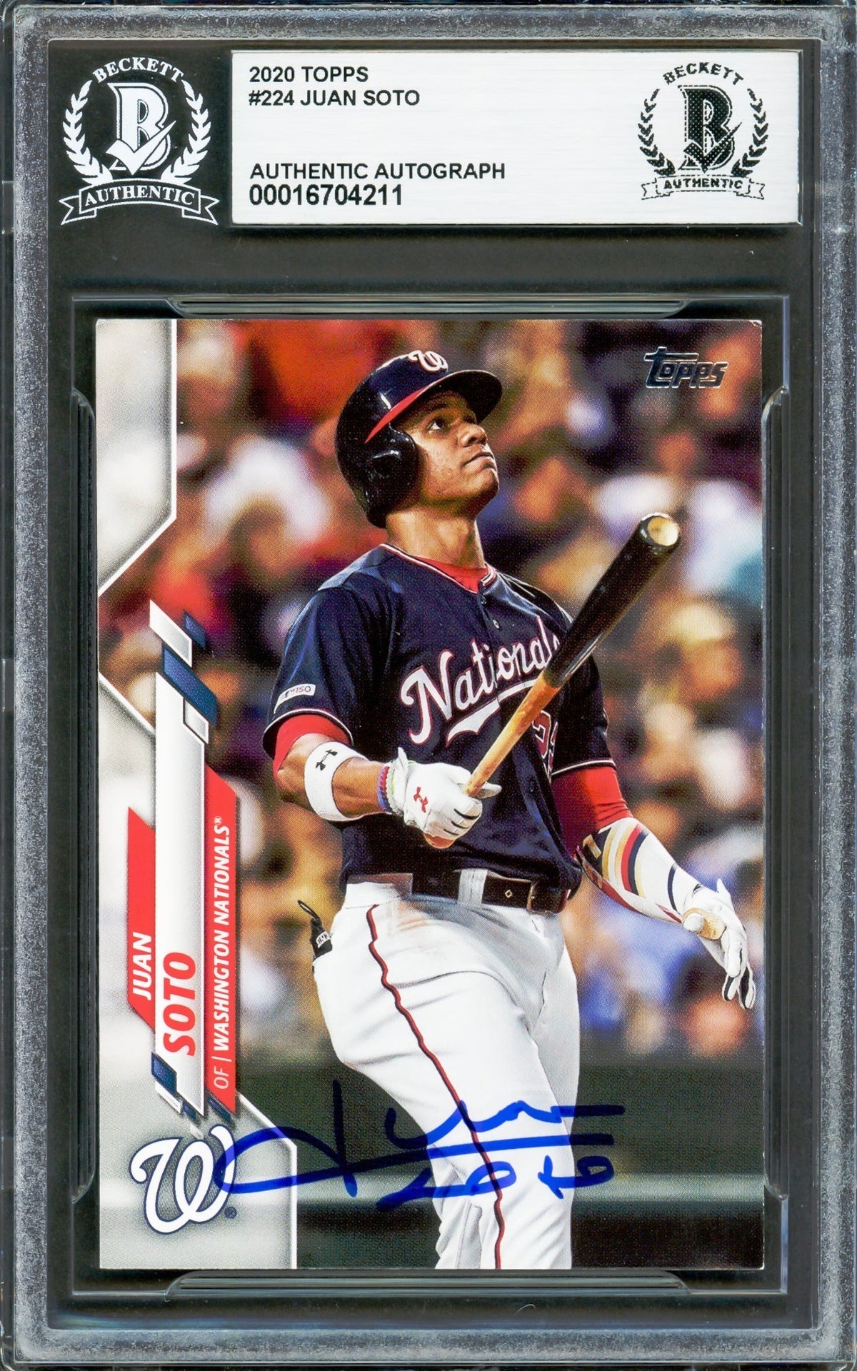 Juan Soto Autographed 2020 Topps Card #224 New York Yankees Beckett Bas #16704211