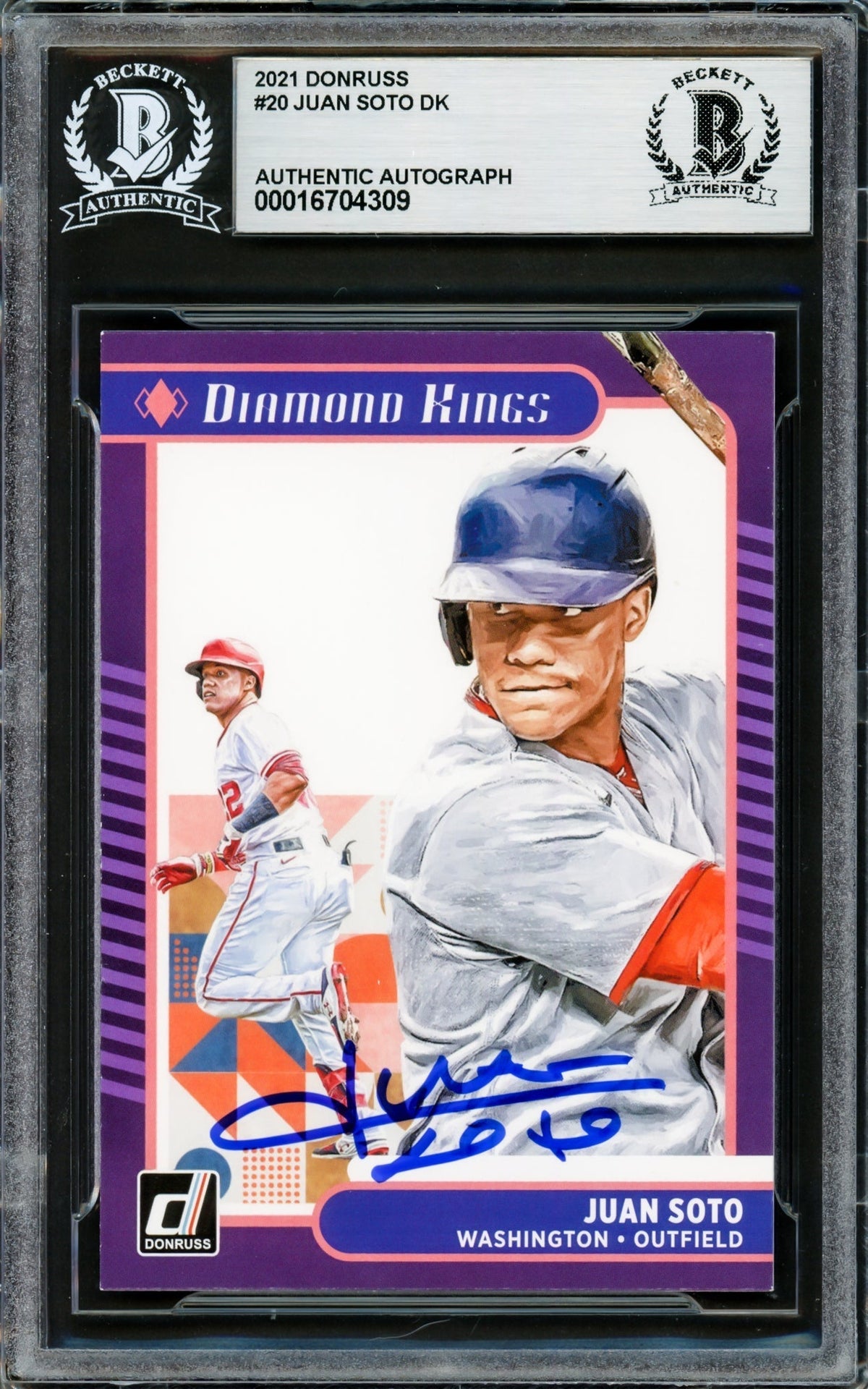 Juan Soto Autographed 2021 Donruss Diamond Kings Card #20 New York Yankees Beckett Bas #16704309