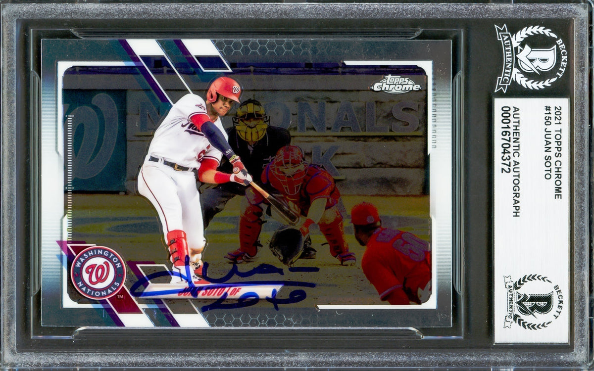 Juan Soto Autographed 2021 Topps Chrome Card #150 New York Yankees Beckett Bas #16704372