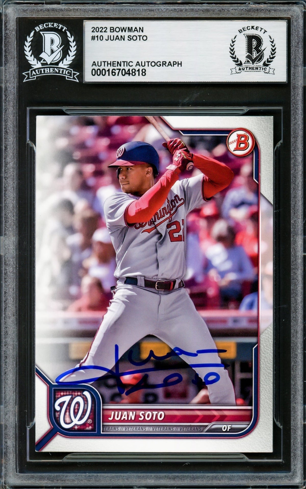 Juan Soto Autographed 2022 Bowman Card #10 New York Yankees Beckett Bas #16704818