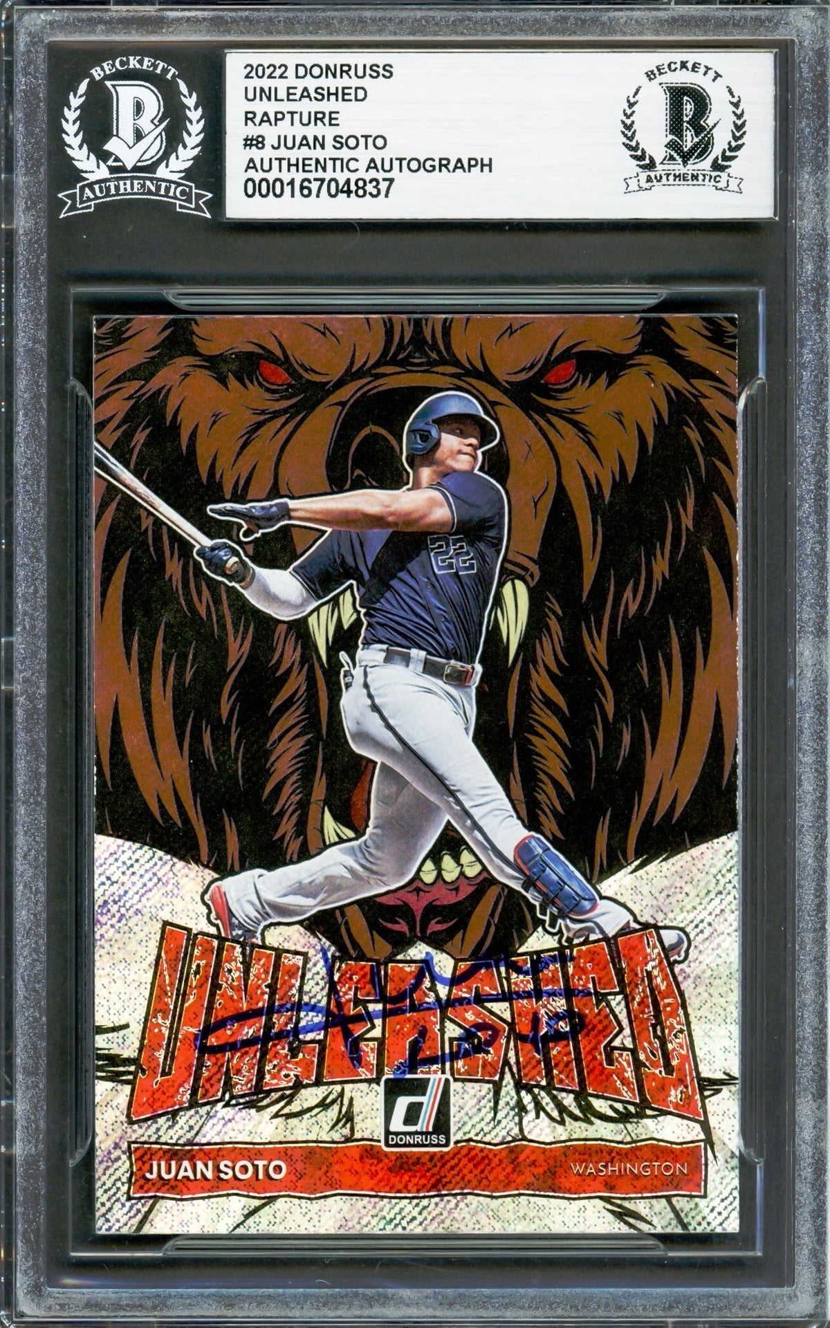 Juan Soto Autographed 2022 Donruss Unleashed Rapture Card #Ul8 New York Yankees Beckett Bas #16704837