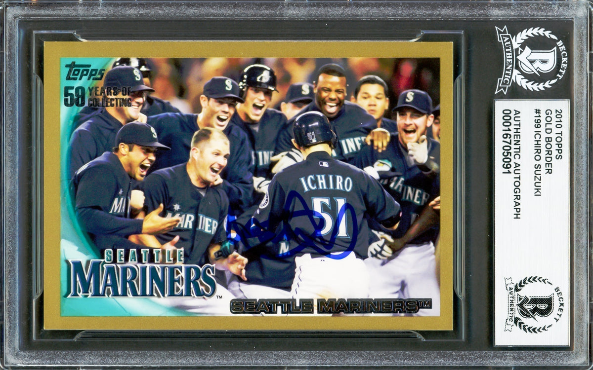 Ichiro Suzuki Autographed 2010 Topps Gold Card #199 Seattle Mariners Beckett Bas #16705091