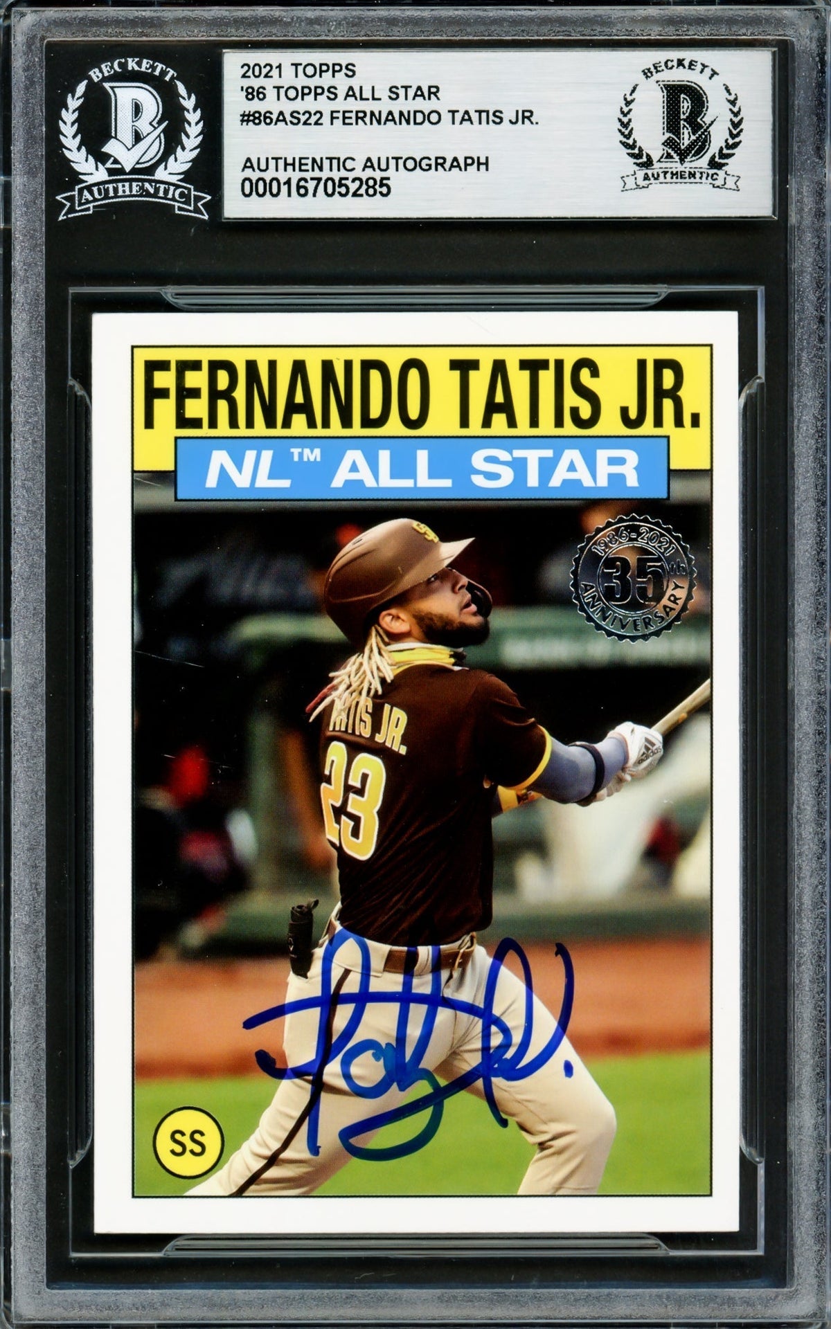 Fernando Tatis Jr. Autographed 2021 Topps 35Th Anniversary Card #86As22 San Diego Padres Beckett Bas #16705285