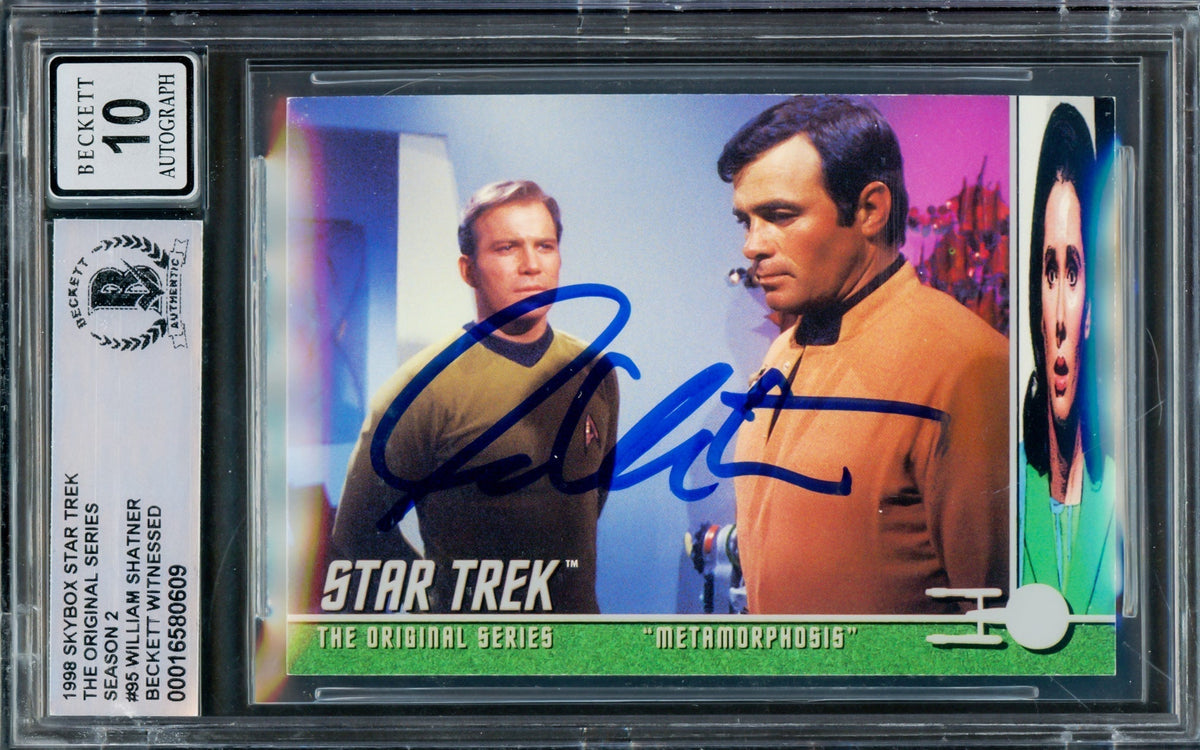 William Shatner Autographed 1998 Fleer Skybox Card #95 Star Trek Captain Kirk Auto Grade Gem Mint 10 The Original Series Season 2 Beckett Bas #16580609
