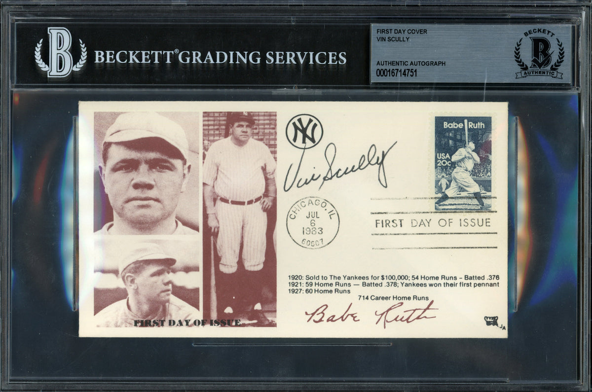 Vin Scully Autographed 1983 First Day Cover Los Angeles Dodgers Beckett Bas #16714751