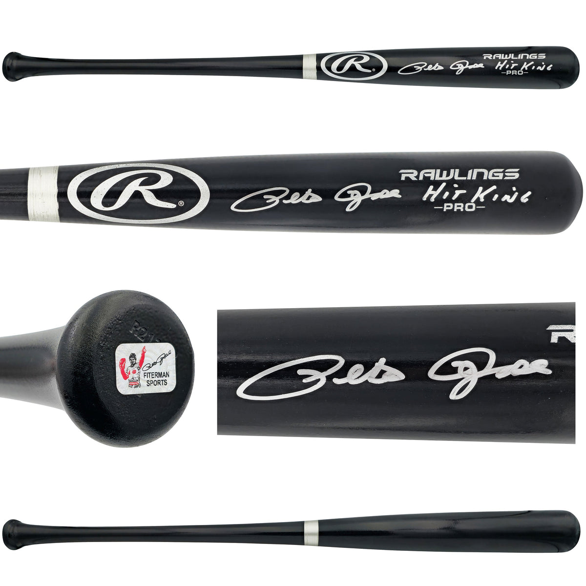 Pete Rose Autographed Black Rawlings Pro Baseball Bat Cincinnati Reds "Hit King" Pr Holo