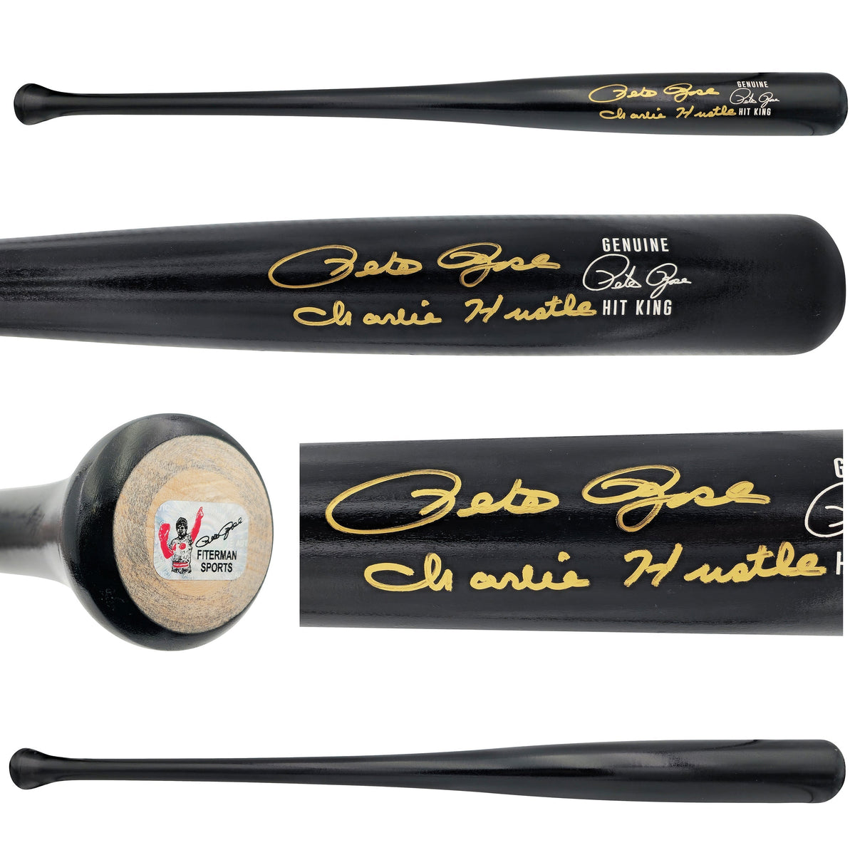 Pete Rose Autographed Black Custom Hit King Baseball Bat Cincinnati Reds "Charlie Hustle" (Residue On Bat) Pr Holo