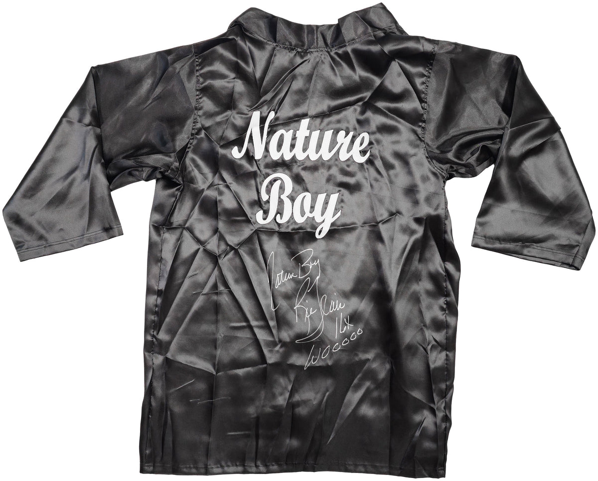 Ric Flair Autographed Black Wrestling Robe "Nature Boy, 16X & Wooooo" PSA/Dna