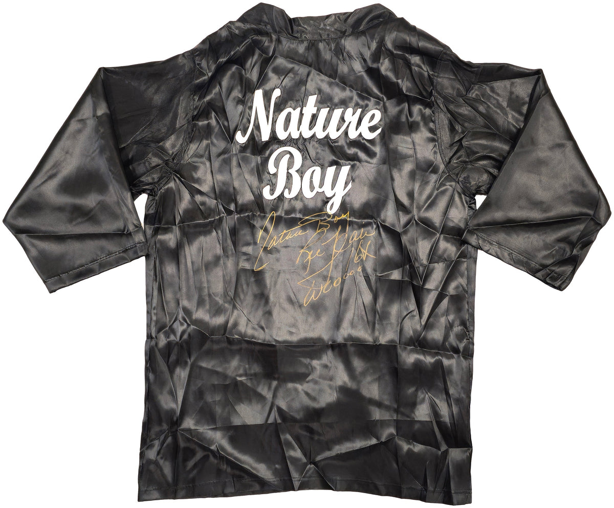 Ric Flair Autographed Black Wrestling Robe "Nature Boy, 16X & Wooooo" PSA/Dna