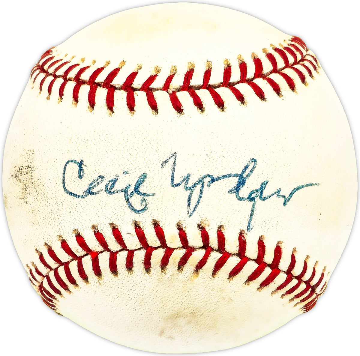 Cecil Upshaw Autographed Official Nl Baseball Atlanta Braves, New York Yankees Beckett Bas Qr #Bm17830