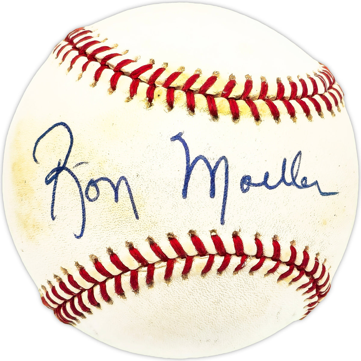 Ron Moeller Autographed Official Al Baseball Baltimore Orioles, Los Angeles Angels Beckett Bas Qr #Bm17832
