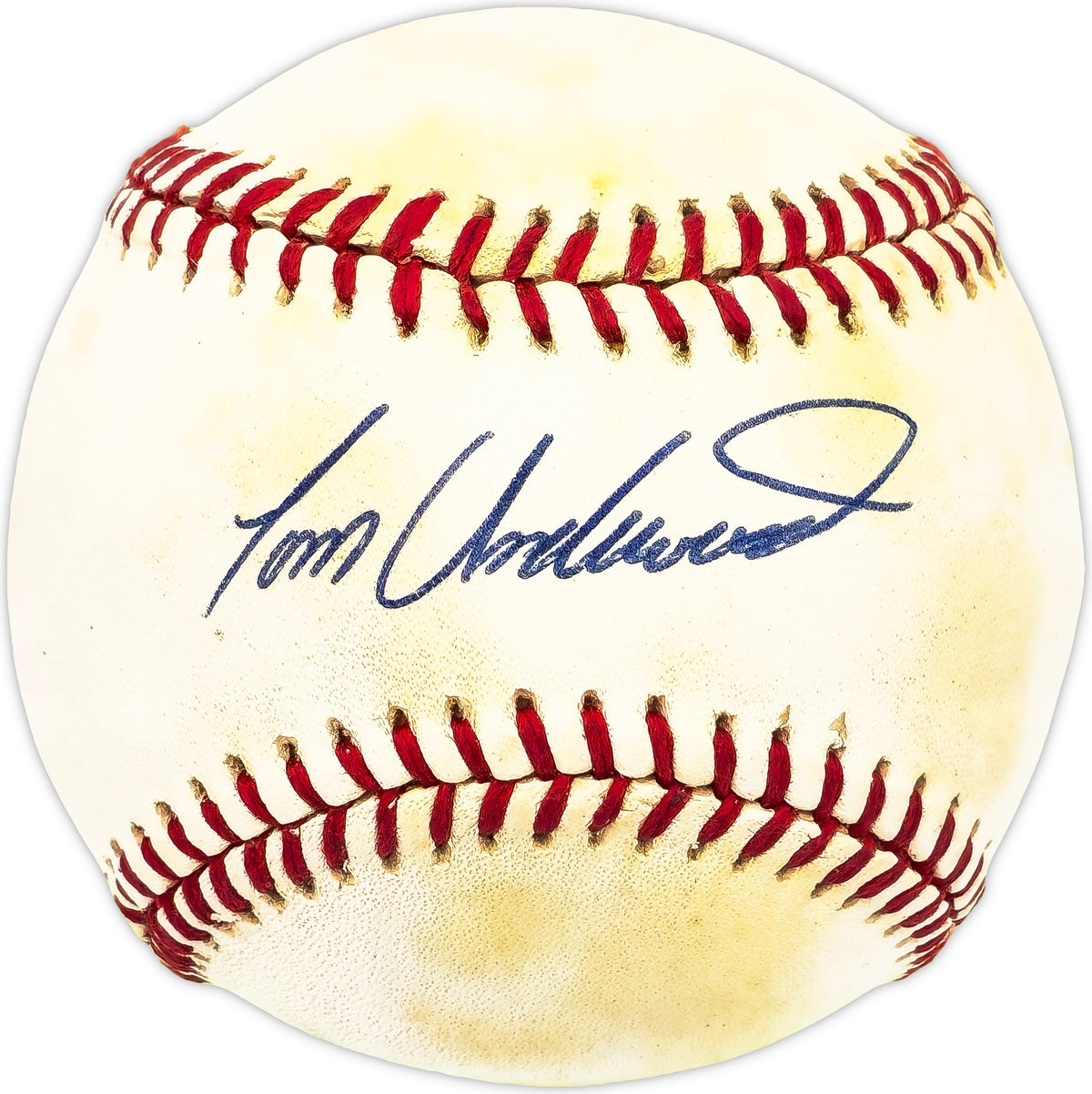 Tom Underwood Autographed Official Al Baseball Oakland A's, New York Yankees Beckett Bas Qr #Bm17842