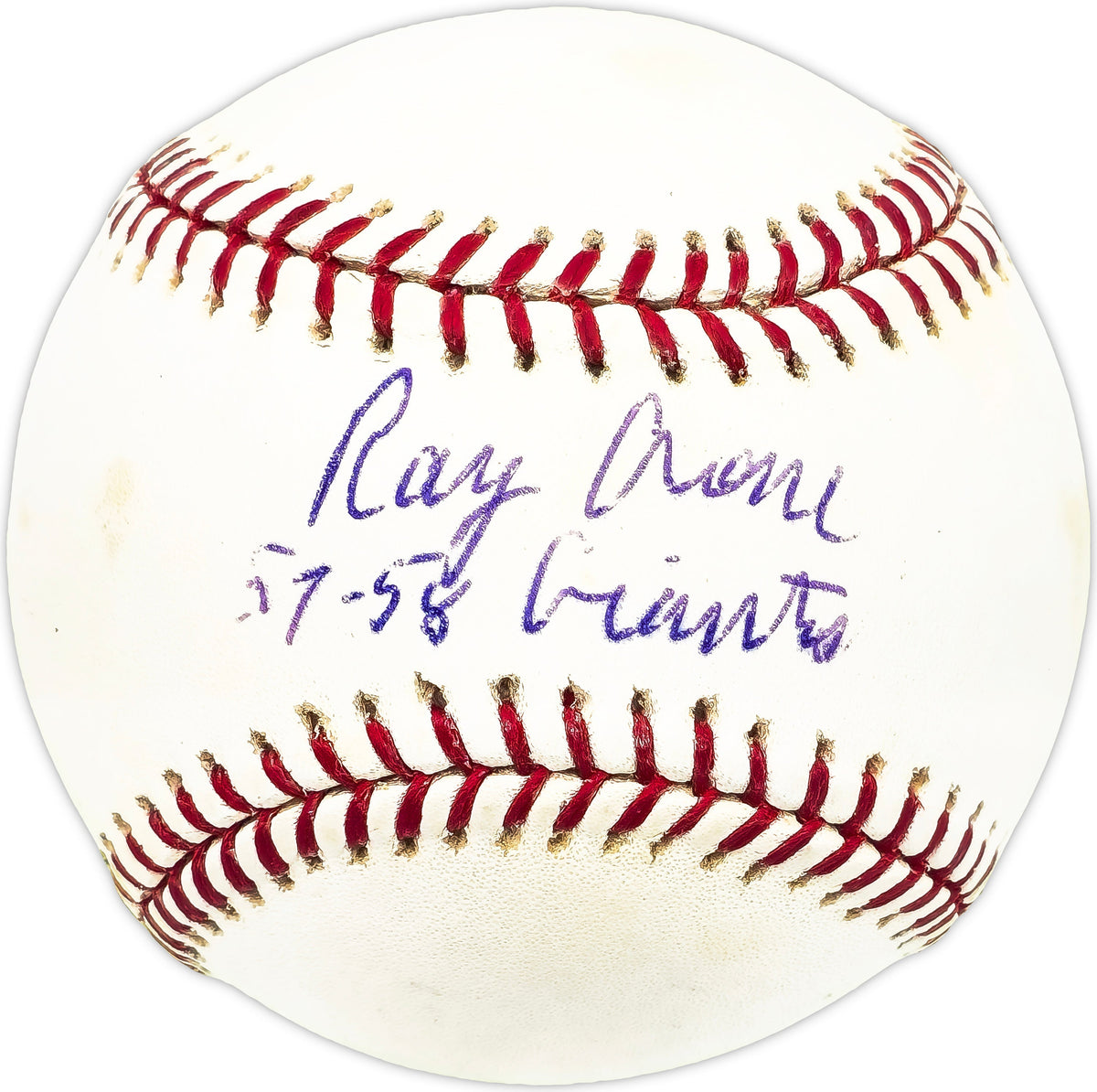 Ray Crone Autographed Official MLB Baseball San Francisco Giants "57-58 Giants"