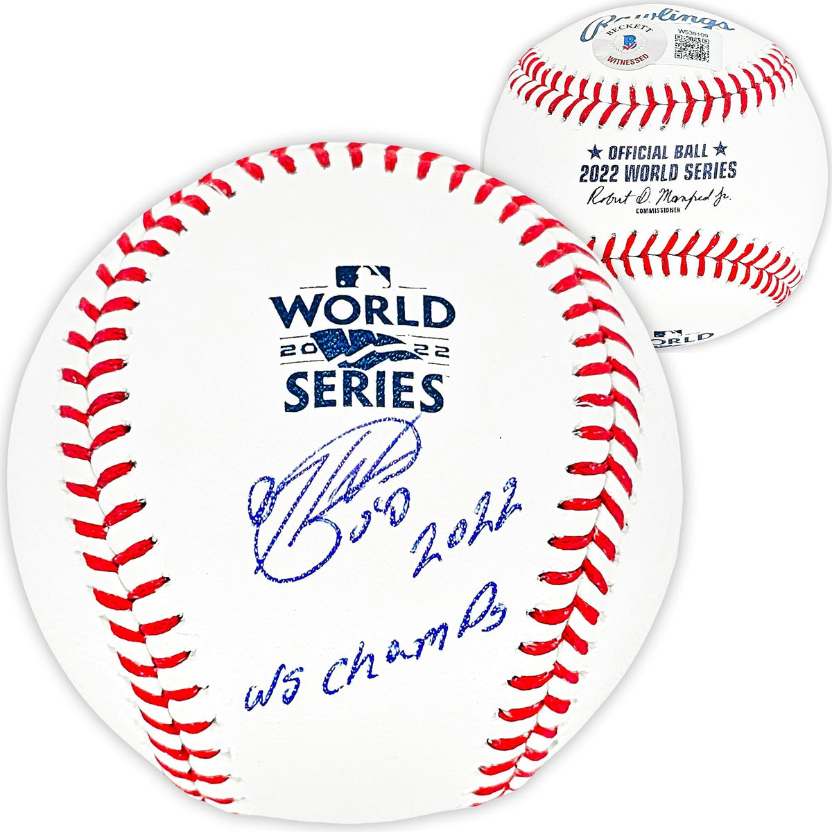 Hector Neris Autographed Official 2022 World Series MLB Baseball Houston Astros "2022 Ws Champions" Beckett Bas Witness Stock #215407