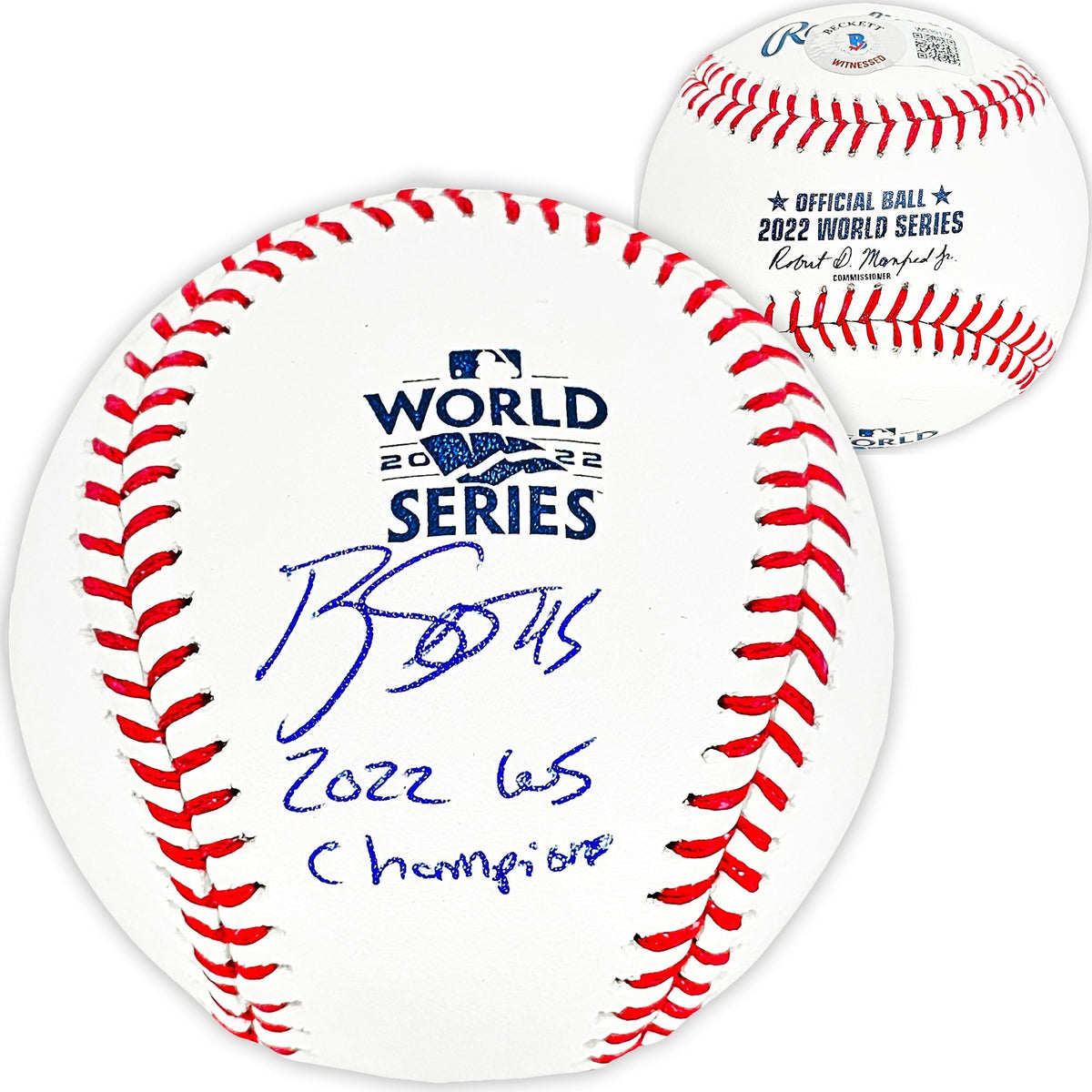 Ryne Stanek Autographed Official 2022 World Series MLB Baseball Houston Astros "2022 Ws Champions" Beckett Bas Witness Stock #215409