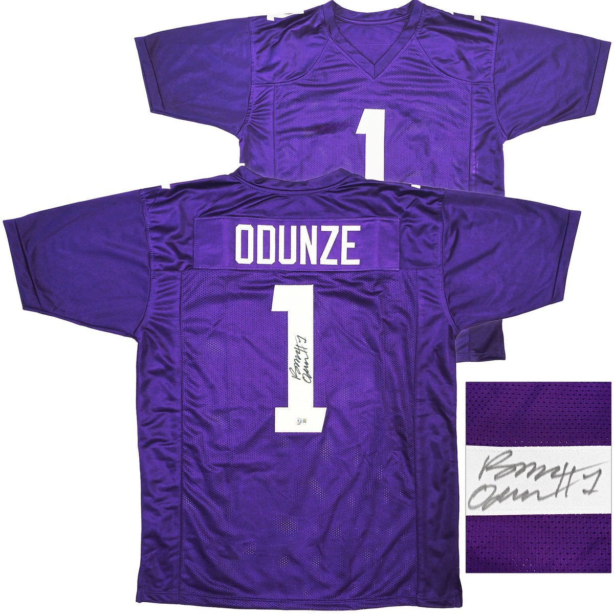 Washington Huskies Rome Odunze Autographed Purple Jersey Beckett Bas Witness
