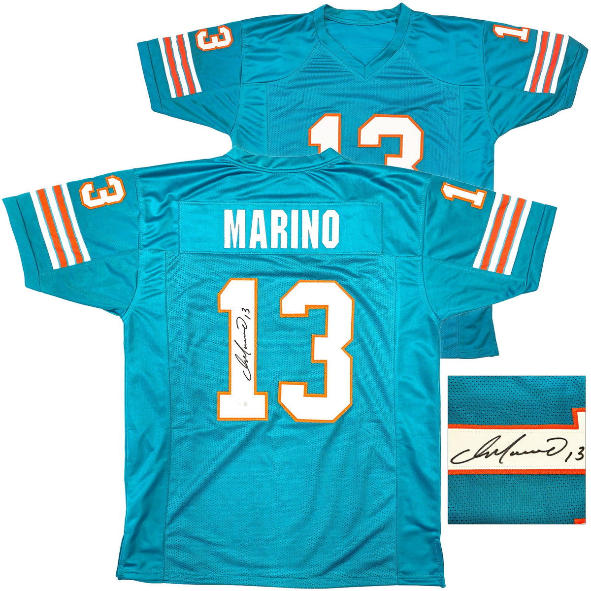 Miami Dolphins Dan Marino Autographed Teal Jersey Beckett Bas Qr