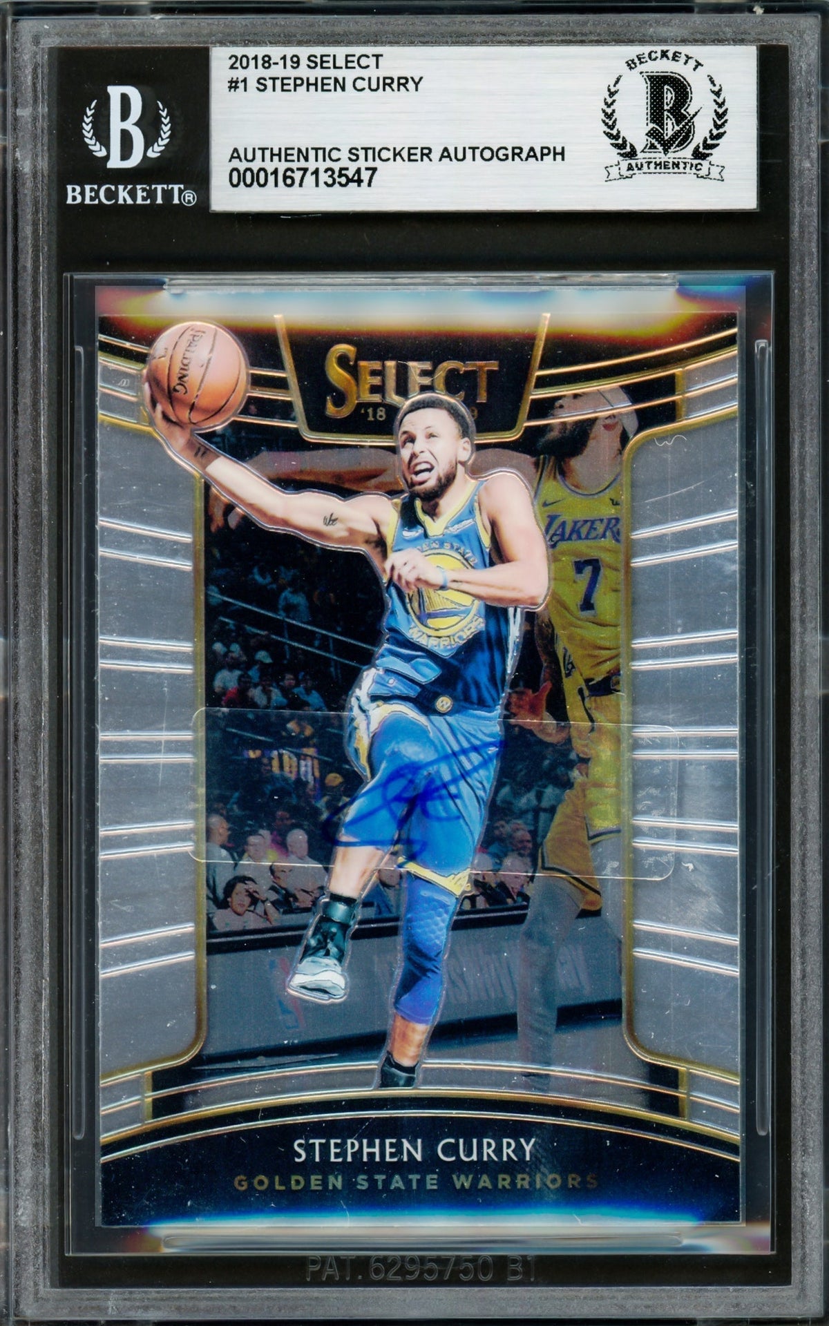 Stephen Curry Autographed 2018-19 Select Card #1 Golden State Warriors Beckett Bas