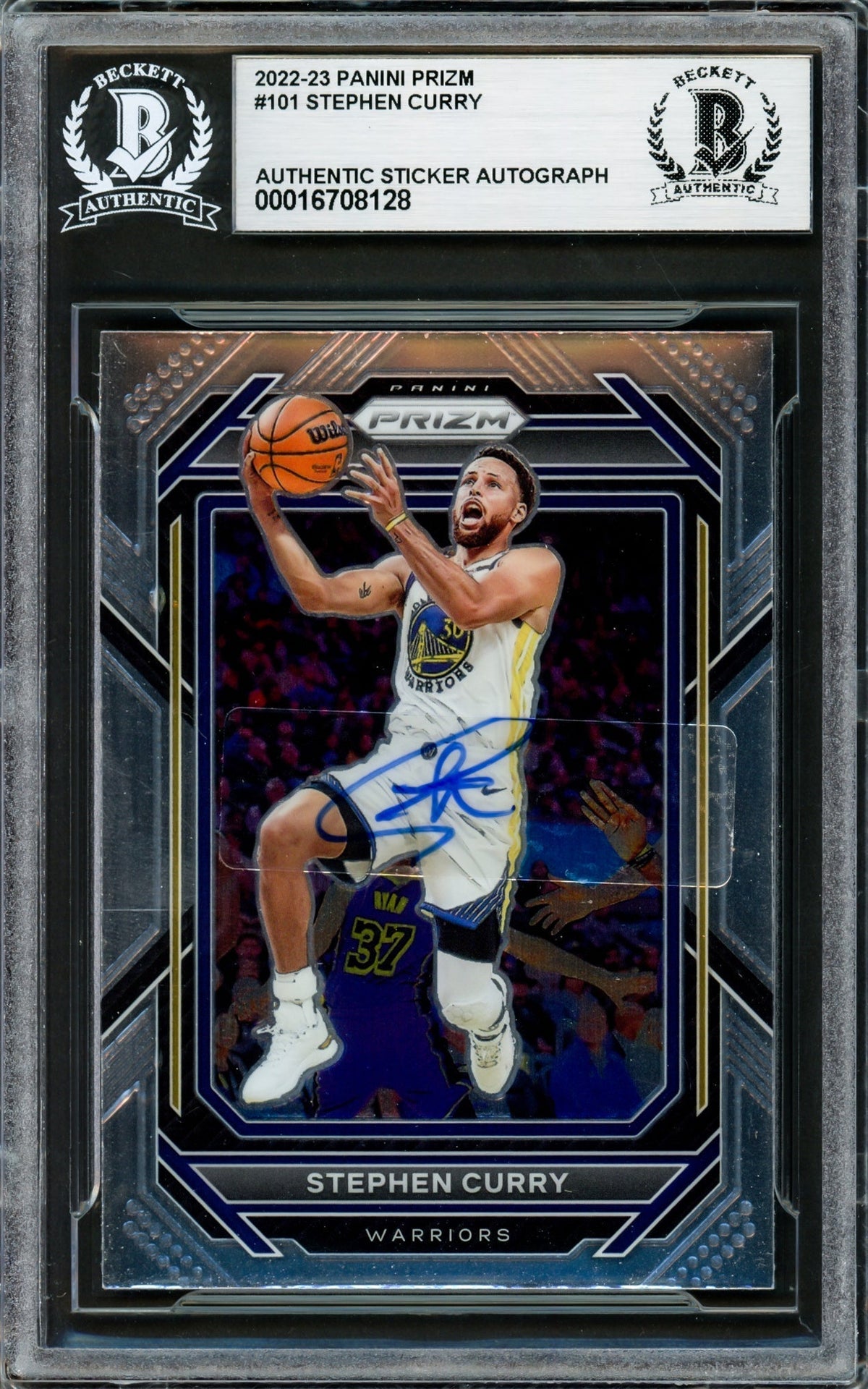 Stephen Curry Autographed 2022-23 Panini Prizm Card #101 Golden State Warriors Beckett Bas