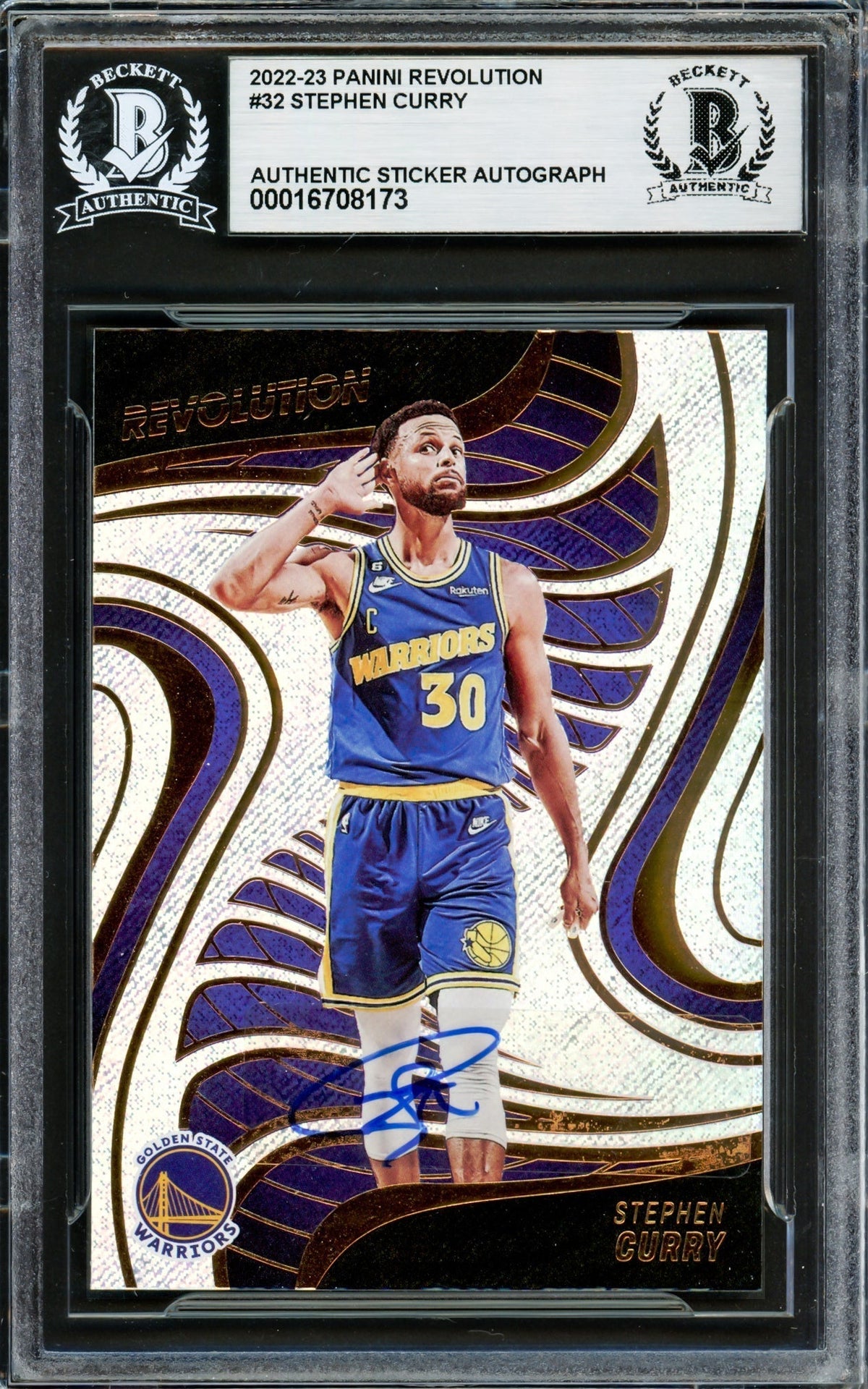 Stephen Curry Autographed 2022-23 Panini Revolution Card #32 Golden State Warriors Beckett Bas