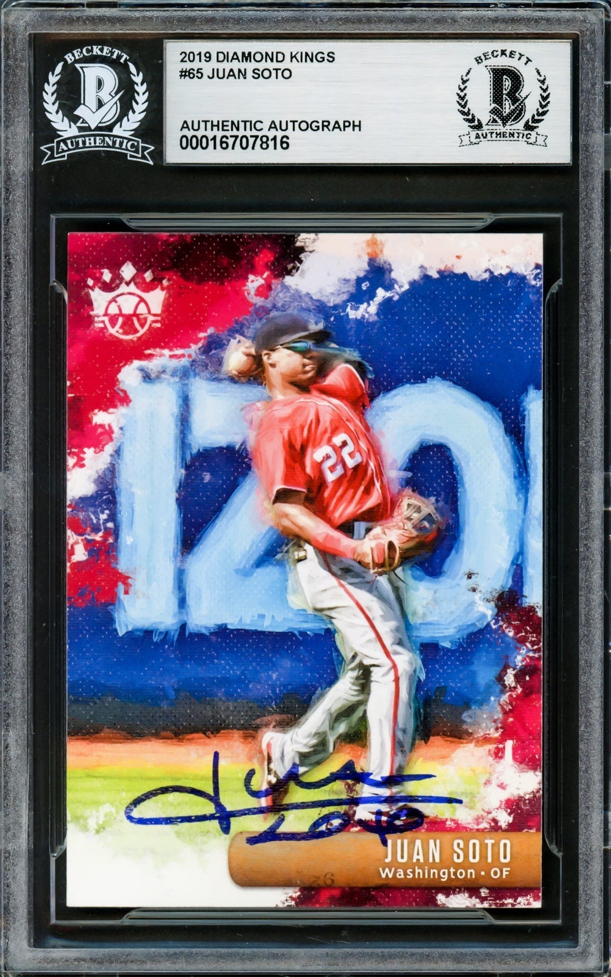 Juan Soto Autographed 2019 Donruss Diamond Kings Card #65 New York Yankees Beckett Bas