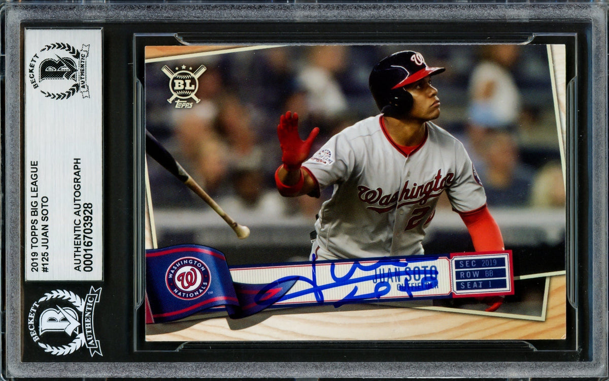 Juan Soto Autographed 2019 Topps Big League Card #125 New York Yankees Beckett Bas