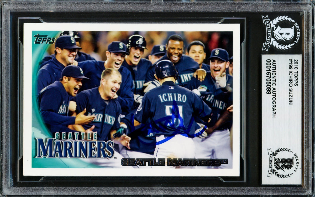 Ichiro Suzuki Autographed 2010 Topps Card #199 Seattle Mariners Beckett Bas