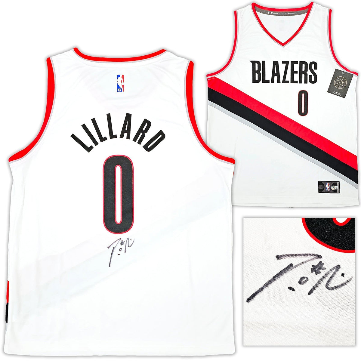 Portland Trailblazers Damian Lillard Autographed White Fanatics Jersey Size L Beckett Bas Qr Stock #214826