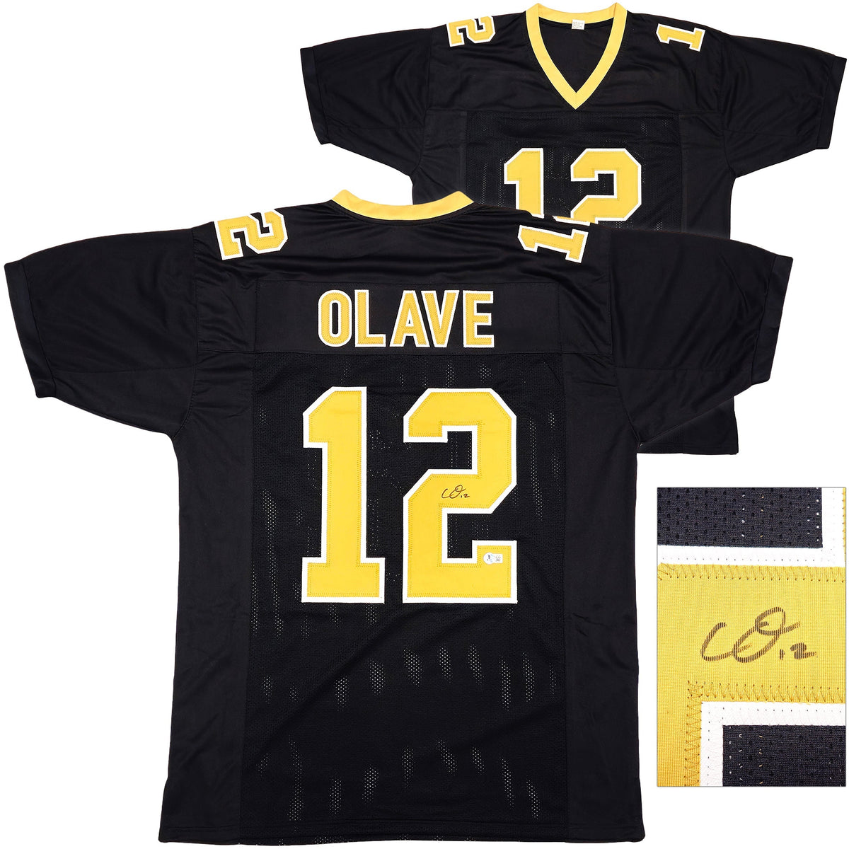 New Orleans Saints Chris Olave Autographed Black Jersey Beckett Bas Witness