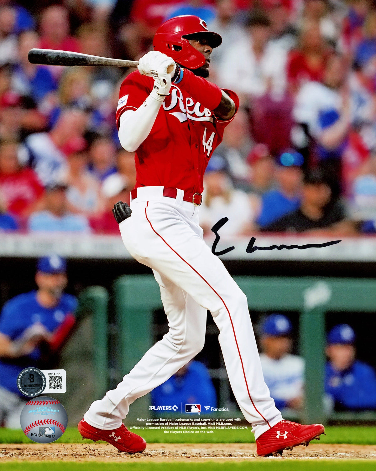 Elly De La Cruz Autographed 8X10 Photo Cincinnati Reds Home Run Swing Beckett Bas Qr