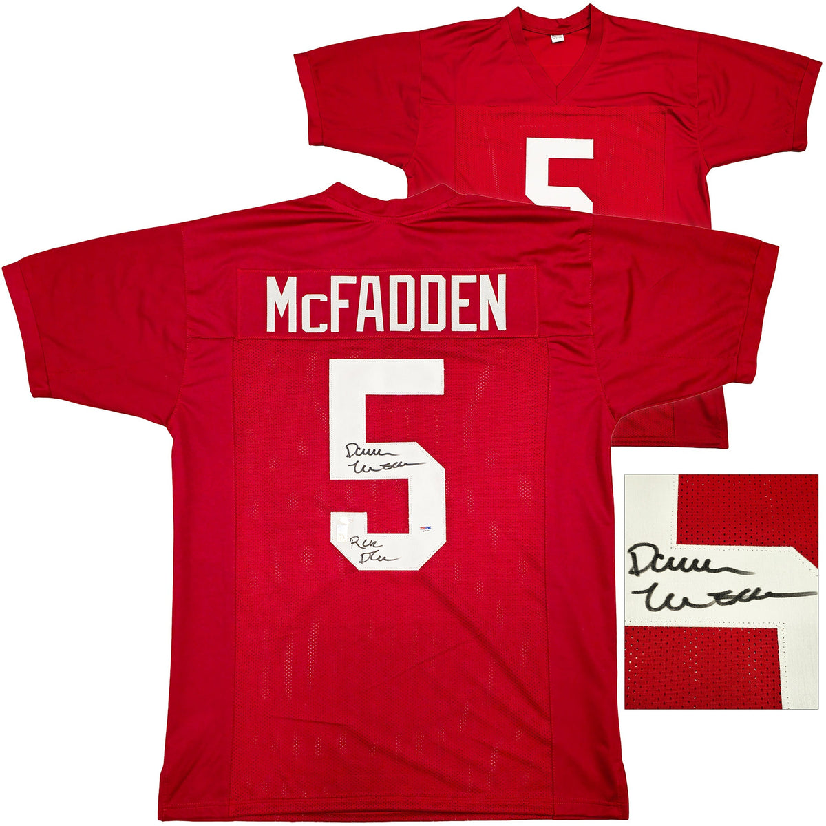 Arkansas Razorbacks Darren Mcfadden Autographed Red Jersey "Run Dmc" PSA/Dna