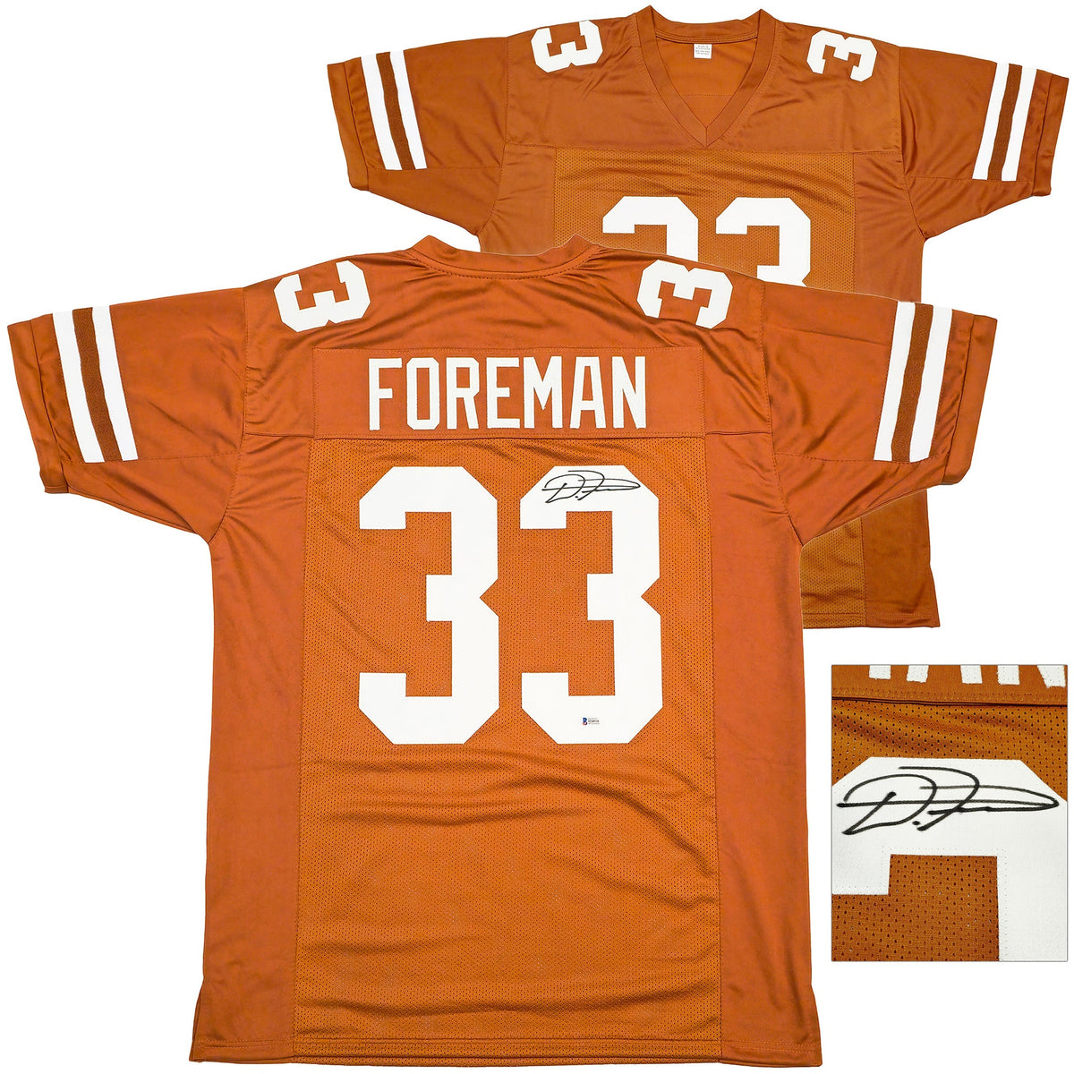 Texas Longhorns D'onta Foreman Autographed Orange Jersey Beckett Bas Witness