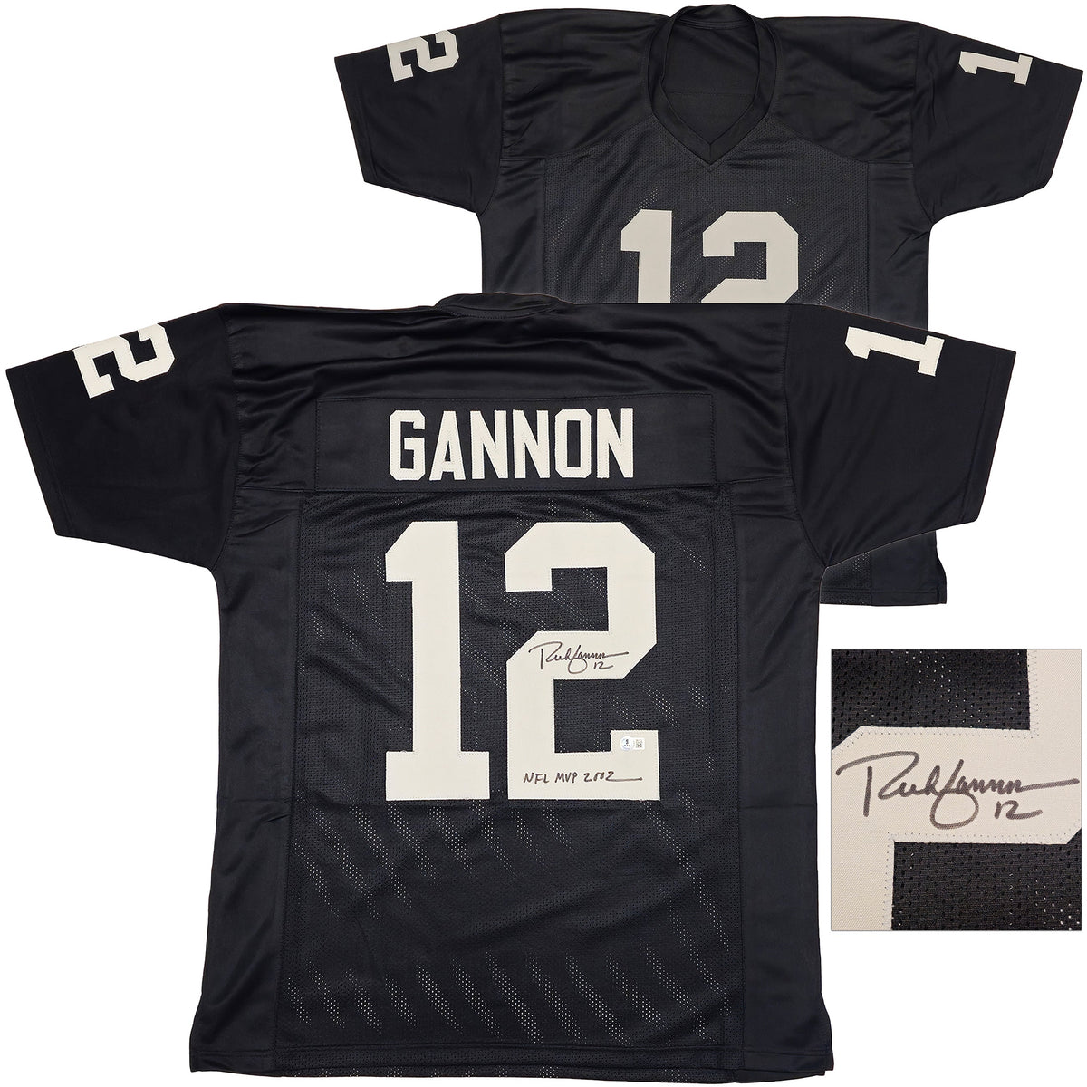 Oakland Raiders Rich Gannon Autographed Black Jersey "NFL Mvp 2002" Beckett Bas Witness