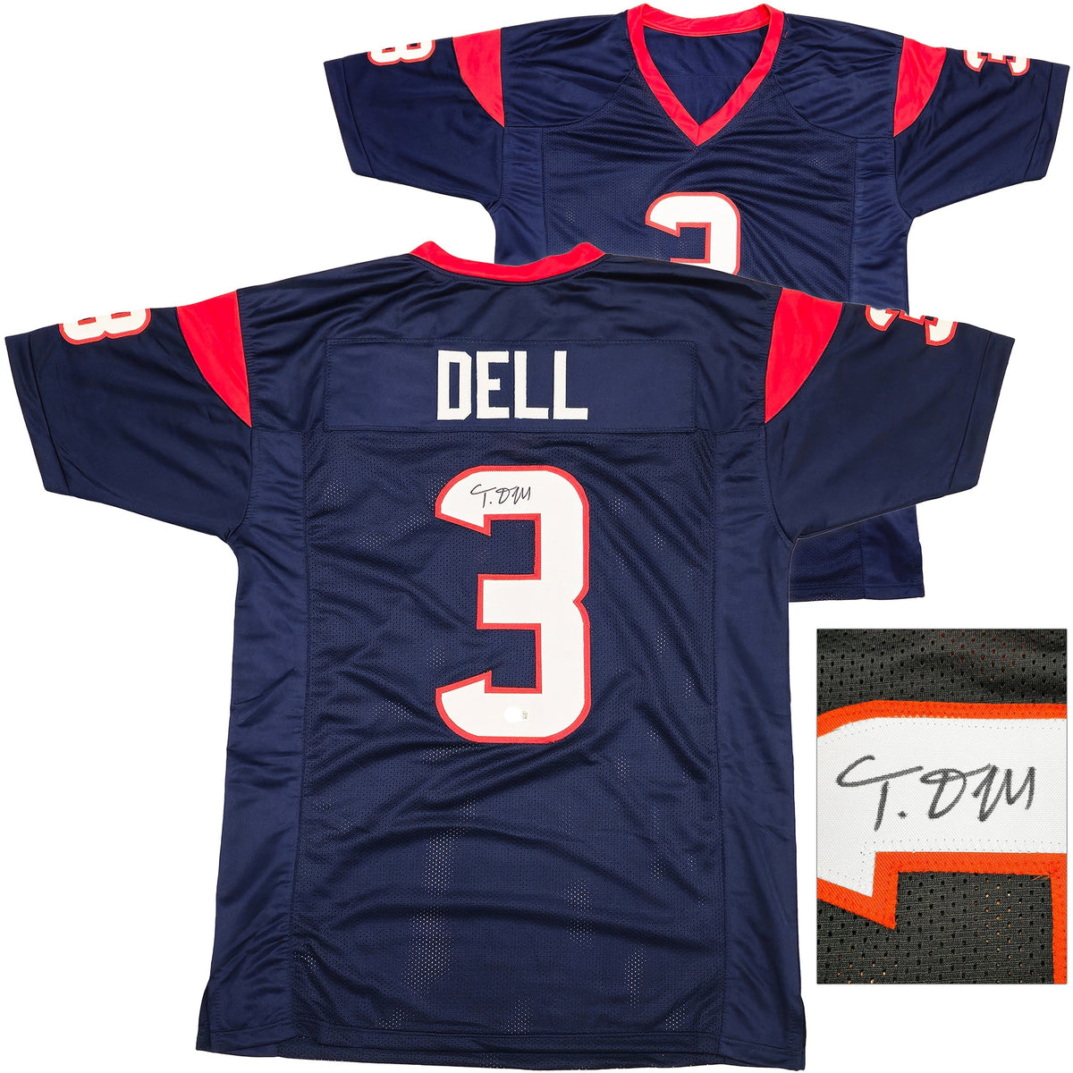 Houston Texans Tank Dell Autographed Blue Jersey Beckett Bas Qr