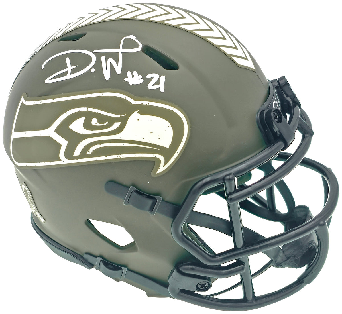 Devon Witherspoon Autographed Seattle Seahawks Green Salute To Service Speed Mini Helmet Mcs Holo