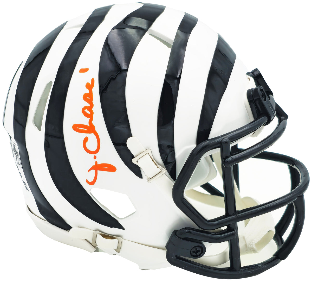 Ja'marr Chase Autographed Cincinnati Bengals White 2022 Alternate Speed Mini Helmet Beckett Bas Witness