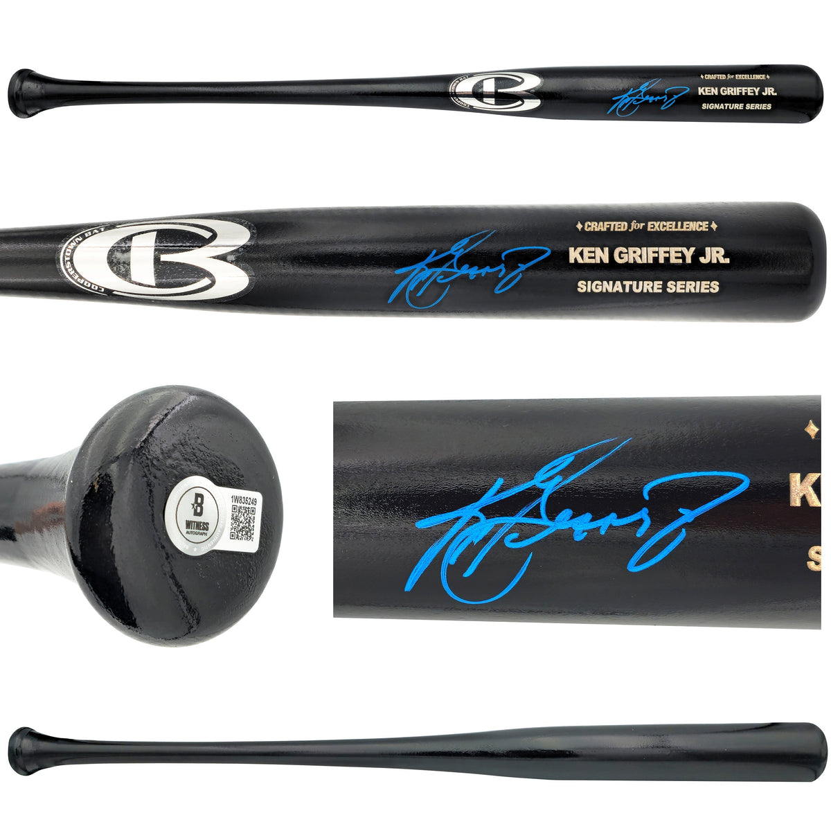 Ken Griffey Jr. Autographed Black Cooperstown Baseball Bat Signature Series Baseball Bat Seattle Mariners Beckett Bas Witness