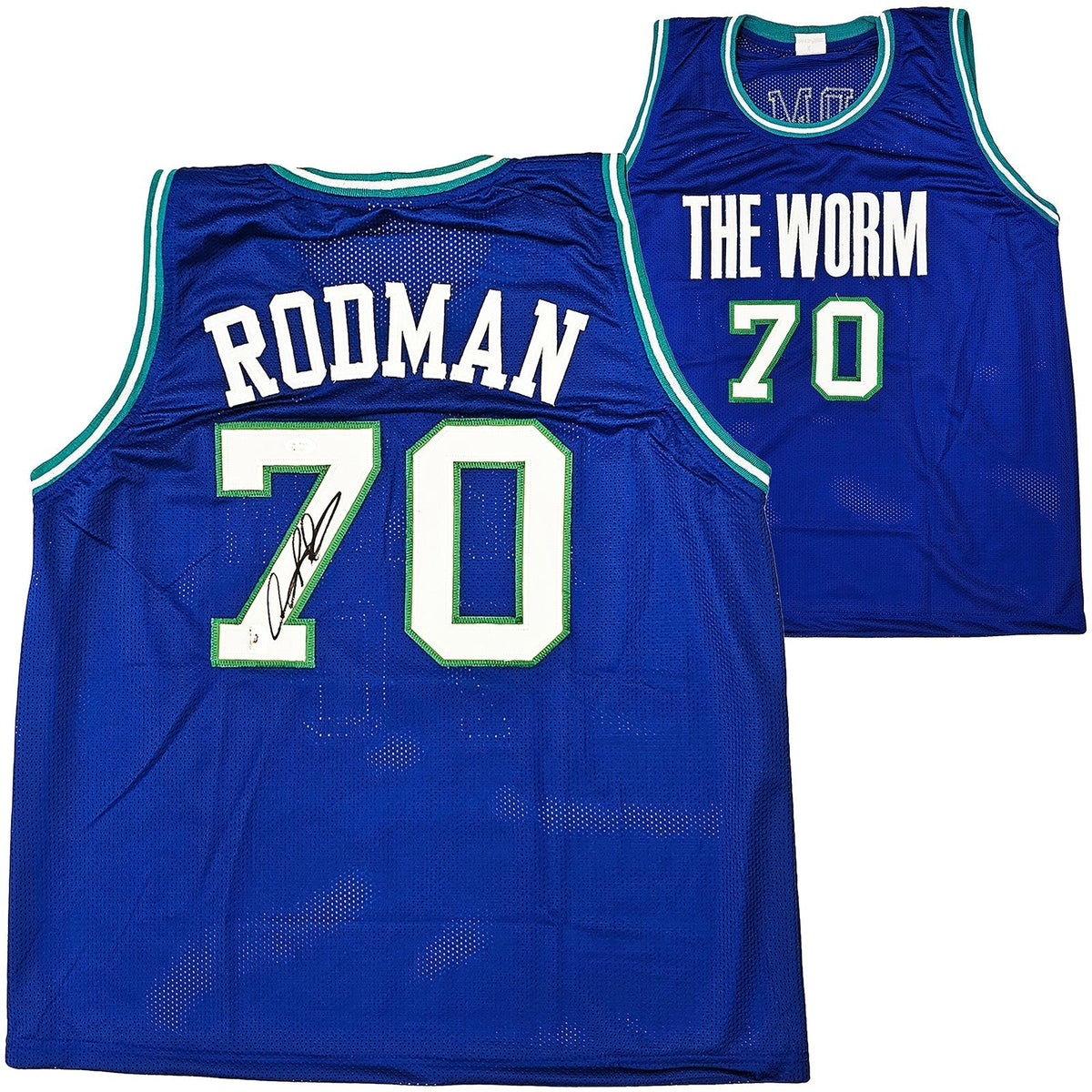 Dallas Mavericks Dennis Rodman Autographed Blue Jersey Jsa Stock #215729