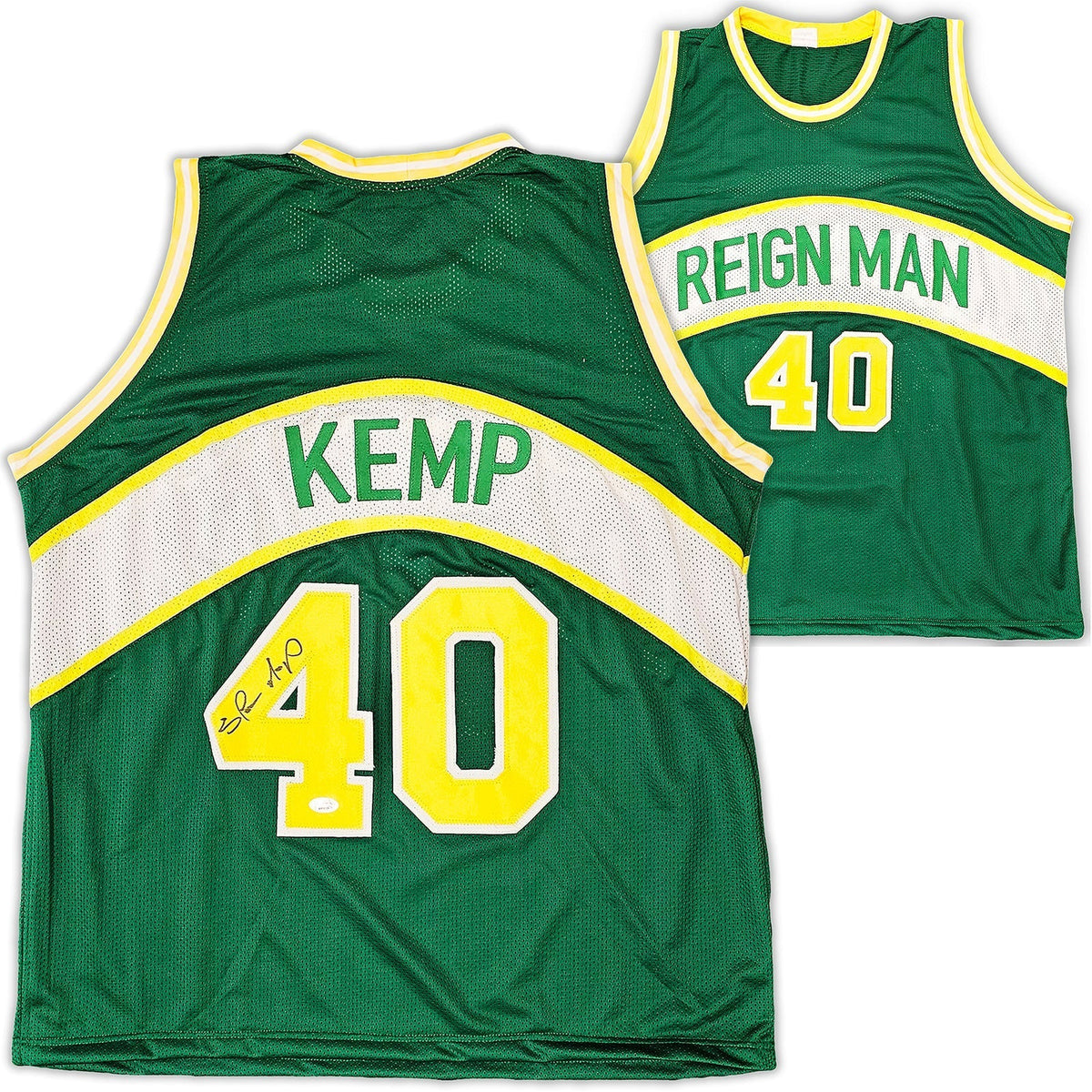 Seattle Supersonics Shawn Kemp Autographed Green Jersey Jsa Stock #215745
