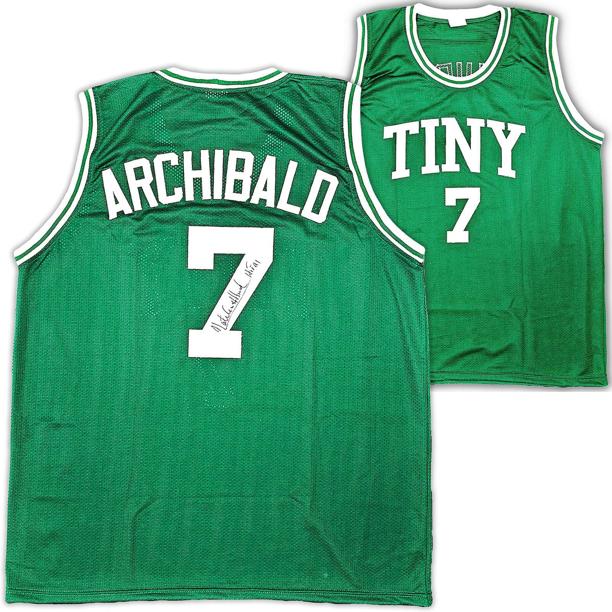 Boston Celtics Nate "Tiny" Archibald Autographed Green Jersey "Hof 91" Jsa Stock #215715