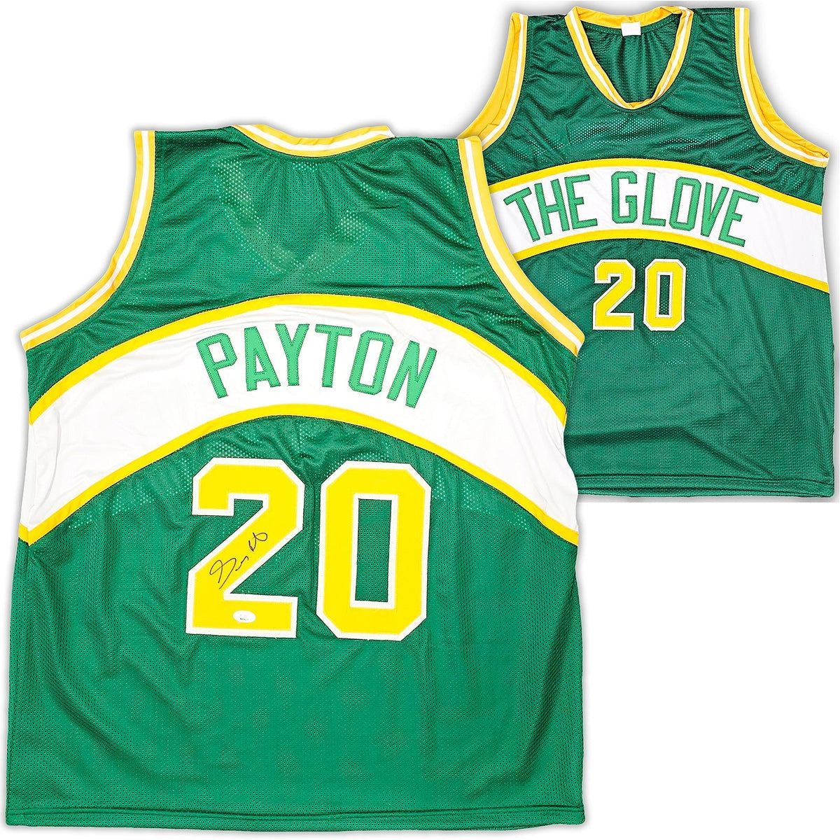 Seattle Supersonics Gary Payton Autographed Green Jersey Jsa Stock #215724