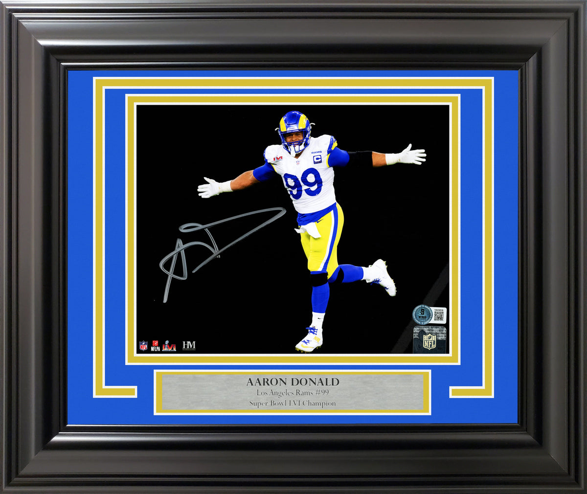Aaron Donald Autographed Framed 8X10 Photo Los Angeles Rams Spotlight Beckett Bas Witness