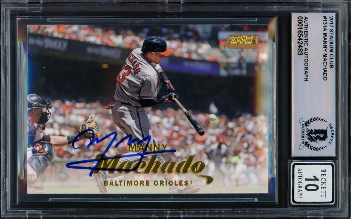 Manny Machado Autographed 2017 Stadium Club Card #131 Baltimore Orioles Auto Grade Gem Mint 10 Beckett Bas #16542483
