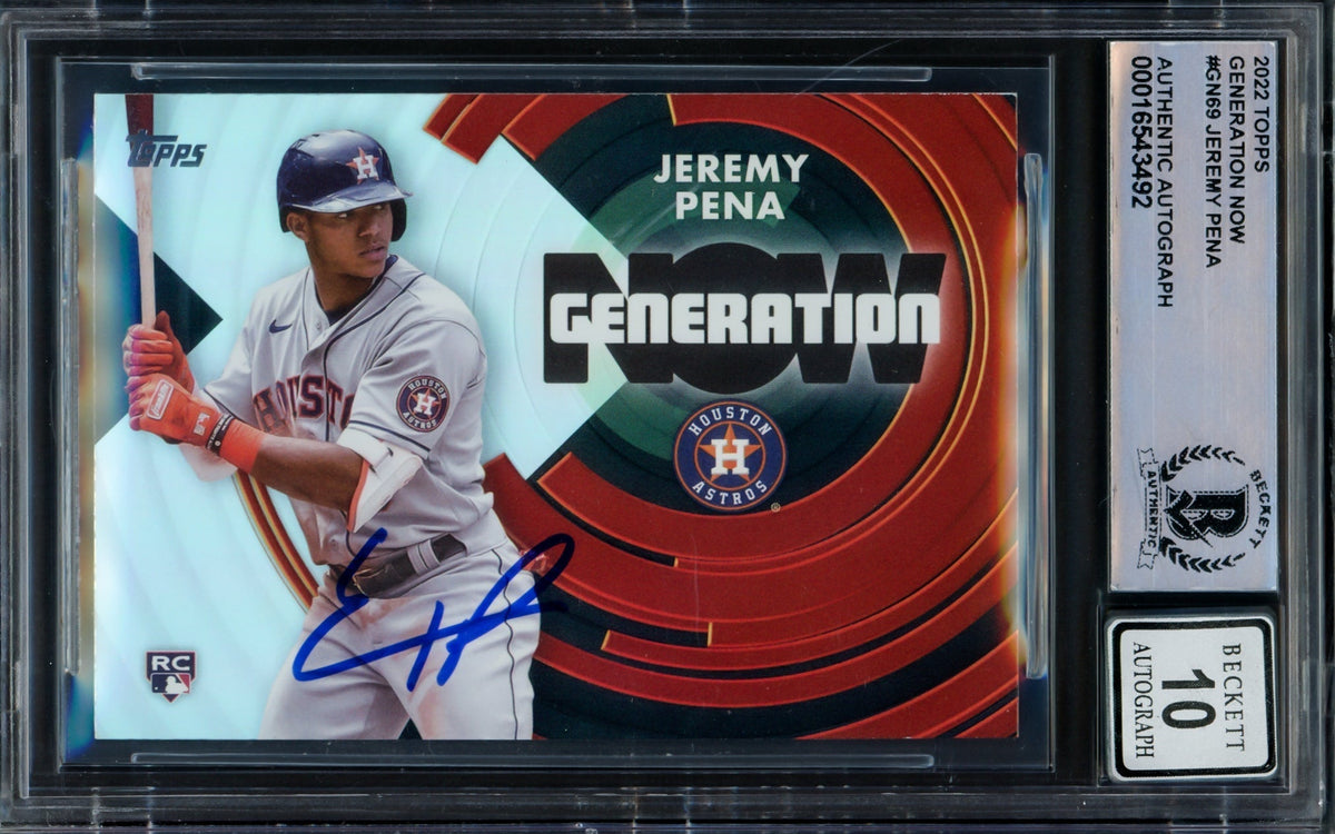 Jeremy Pena Autographed 2022 Topps Generation Now Rookie Card #Gn-69 Houston Astros Auto Grade Gem Mint 10 Beckett Bas #16543492