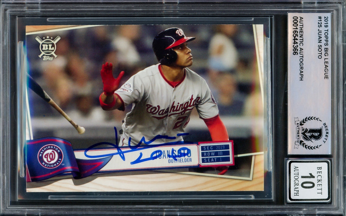 Juan Soto Autographed 2019 Topps Big League Card #125 New York Yankees Auto Grade Gem Mint 10 Beckett Bas #16544366