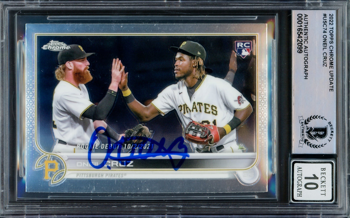 Oneil Cruz Autographed 2022 Topps Chrome Update Rookie Card #Usc74 Pittsburgh Pirates Auto Grade Gem Mint 10 Beckett Bas #16542099