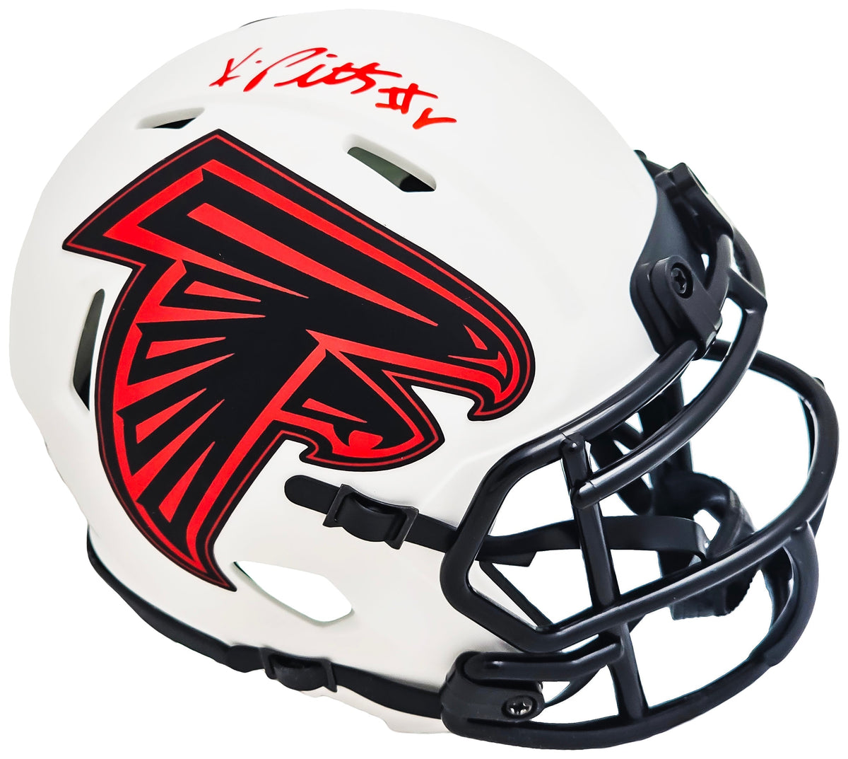 Kyle Pitts Autographed Atlanta Falcons Lunar Eclipse White Speed Mini Helmet Beckett Bas Witness Stock #216116